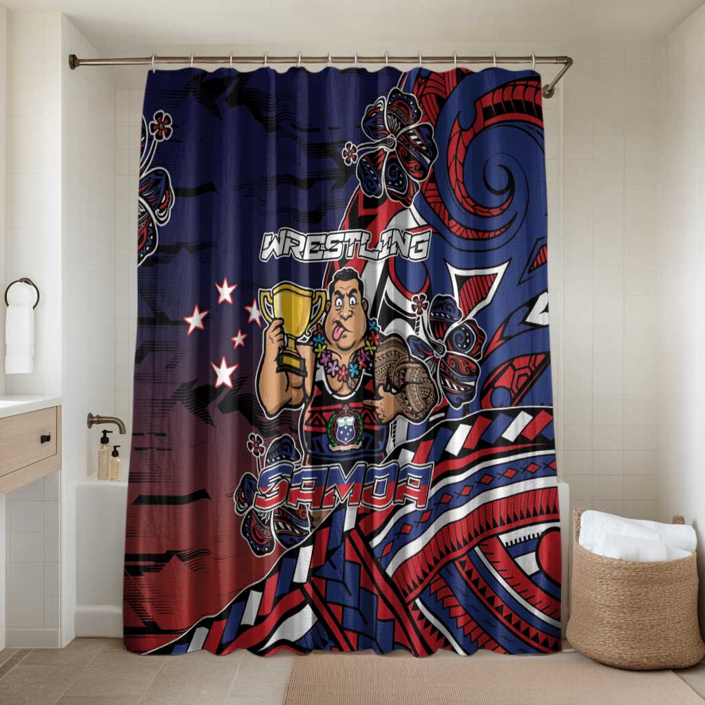 Samoa Wrestling Bathroom Set Polynesian Warrior Funny Style - Polynesian Pride