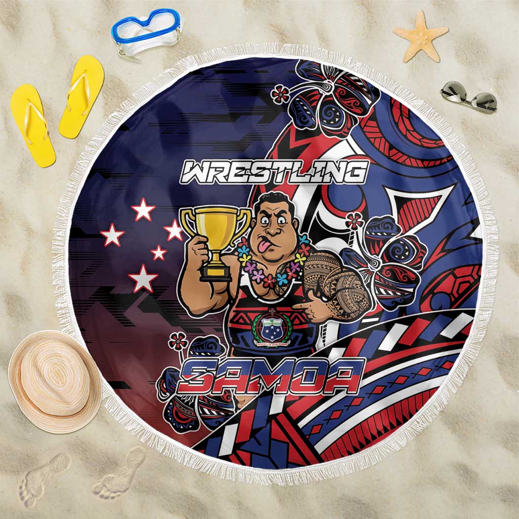 Samoa Wrestling Beach Blanket Polynesian Warrior Funny Style - Polynesian Pride
