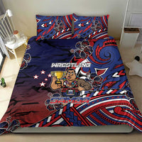 Samoa Wrestling Bedding Set Polynesian Warrior Funny Style - Polynesian Pride