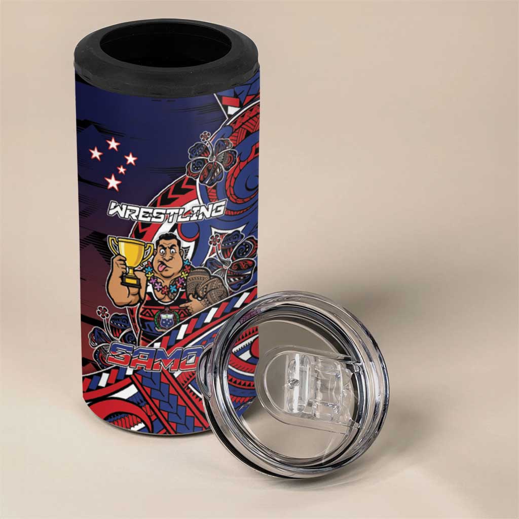 Personalised Samoa Wrestling 4 in 1 Can Cooler Tumbler Polynesian Warrior Funny Style - Polynesian Pride