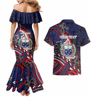 Personalised Samoa Wrestling Couples Matching Mermaid Dress and Hawaiian Shirt Polynesian Warrior Funny Style DT05 - Polynesian Pride