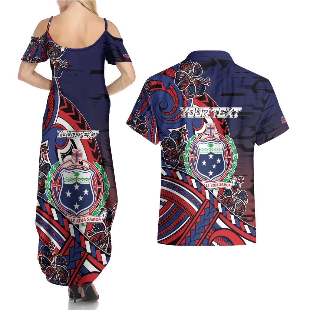 Personalised Samoa Wrestling Couples Matching Summer Maxi Dress and Hawaiian Shirt Polynesian Warrior Funny Style DT05 - Polynesian Pride