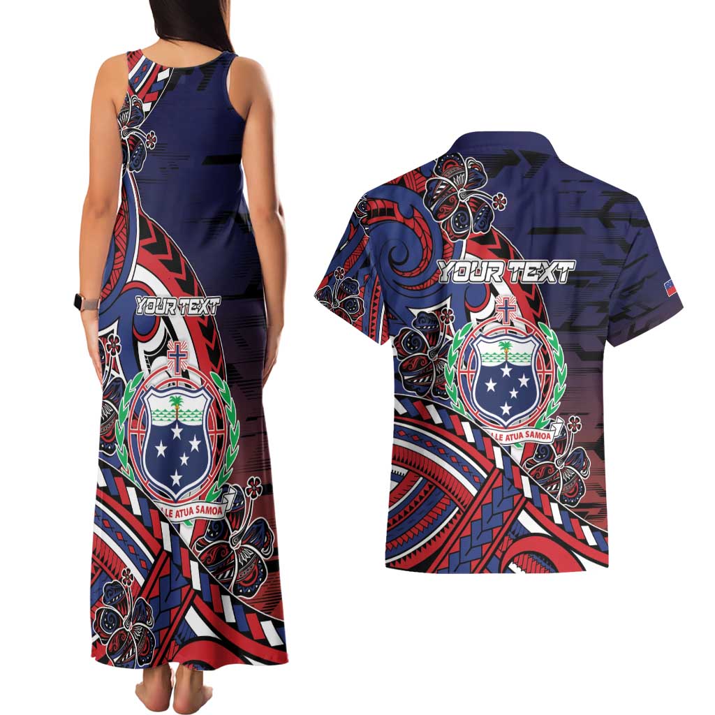Personalised Samoa Wrestling Couples Matching Tank Maxi Dress and Hawaiian Shirt Polynesian Warrior Funny Style DT05 - Polynesian Pride