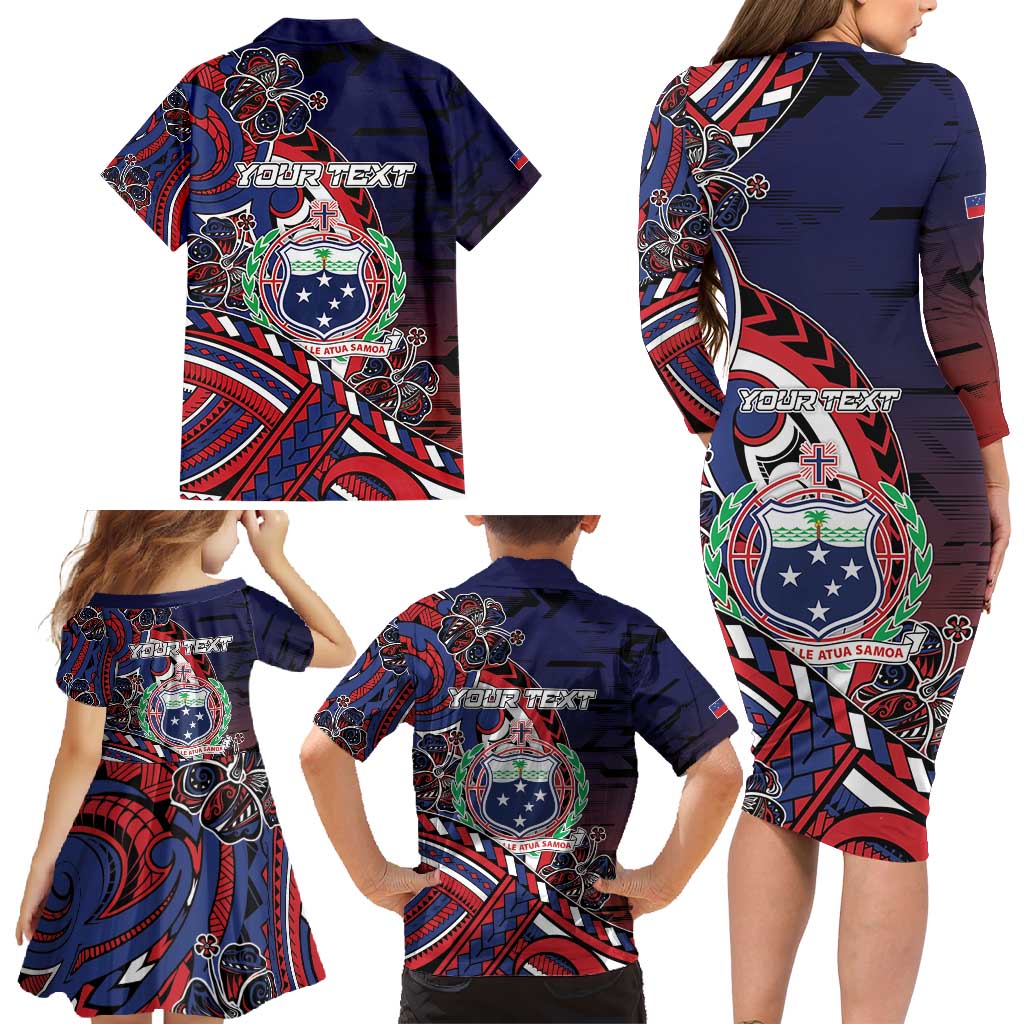 Personalised Samoa Wrestling Family Matching Long Sleeve Bodycon Dress and Hawaiian Shirt Polynesian Warrior Funny Style - Polynesian Pride