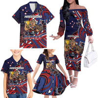 Personalised Samoa Wrestling Family Matching Off The Shoulder Long Sleeve Dress and Hawaiian Shirt Polynesian Warrior Funny Style - Polynesian Pride