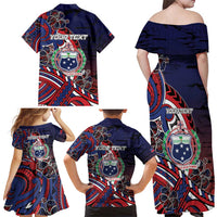Personalised Samoa Wrestling Family Matching Off Shoulder Maxi Dress and Hawaiian Shirt Polynesian Warrior Funny Style - Polynesian Pride