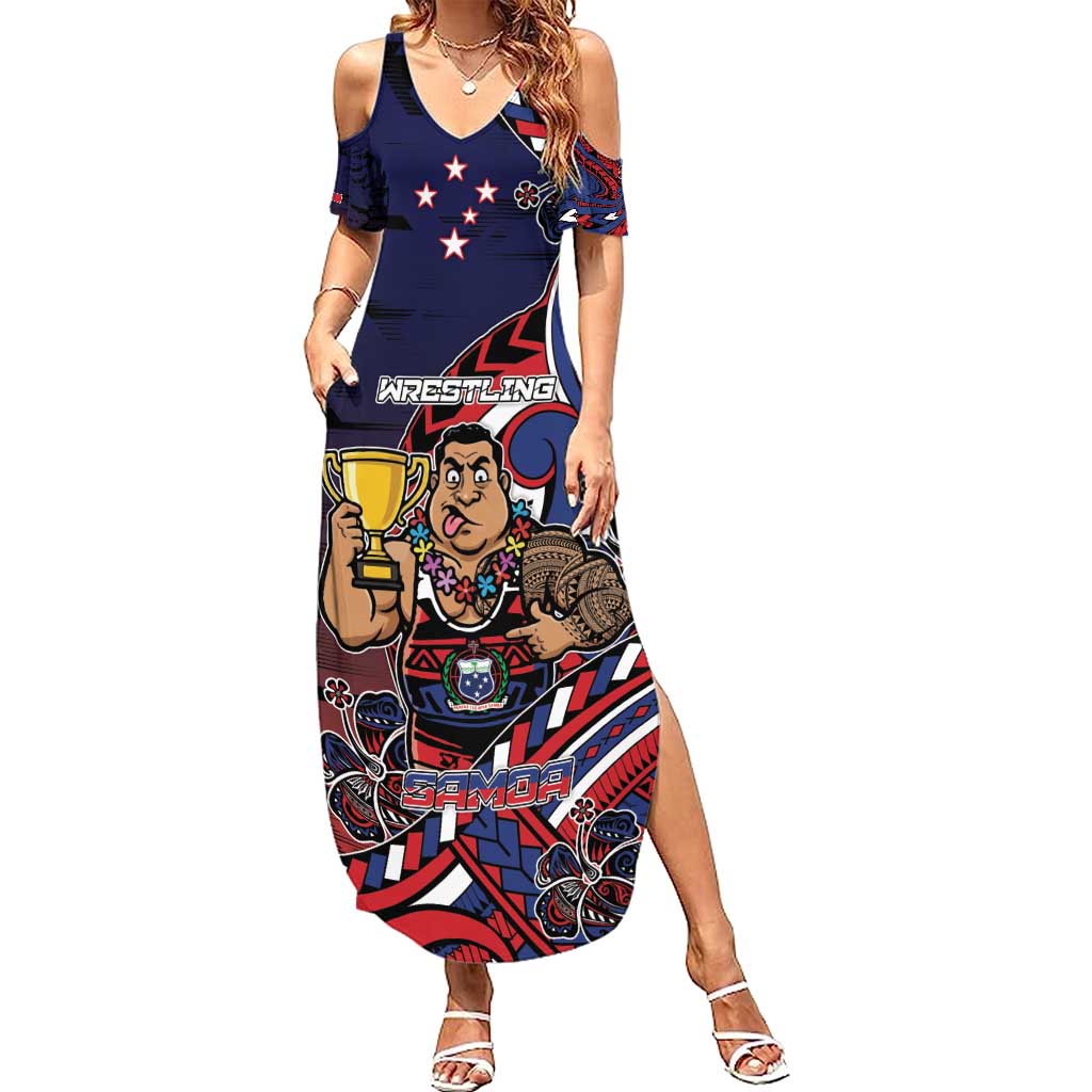 Personalised Samoa Wrestling Family Matching Summer Maxi Dress and Hawaiian Shirt Polynesian Warrior Funny Style - Polynesian Pride