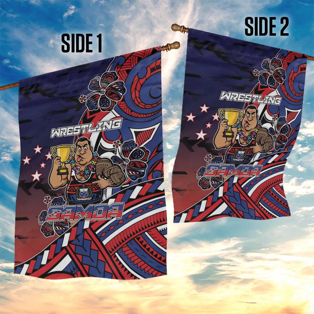 Samoa Wrestling Garden Flag Polynesian Warrior Funny Style - Polynesian Pride