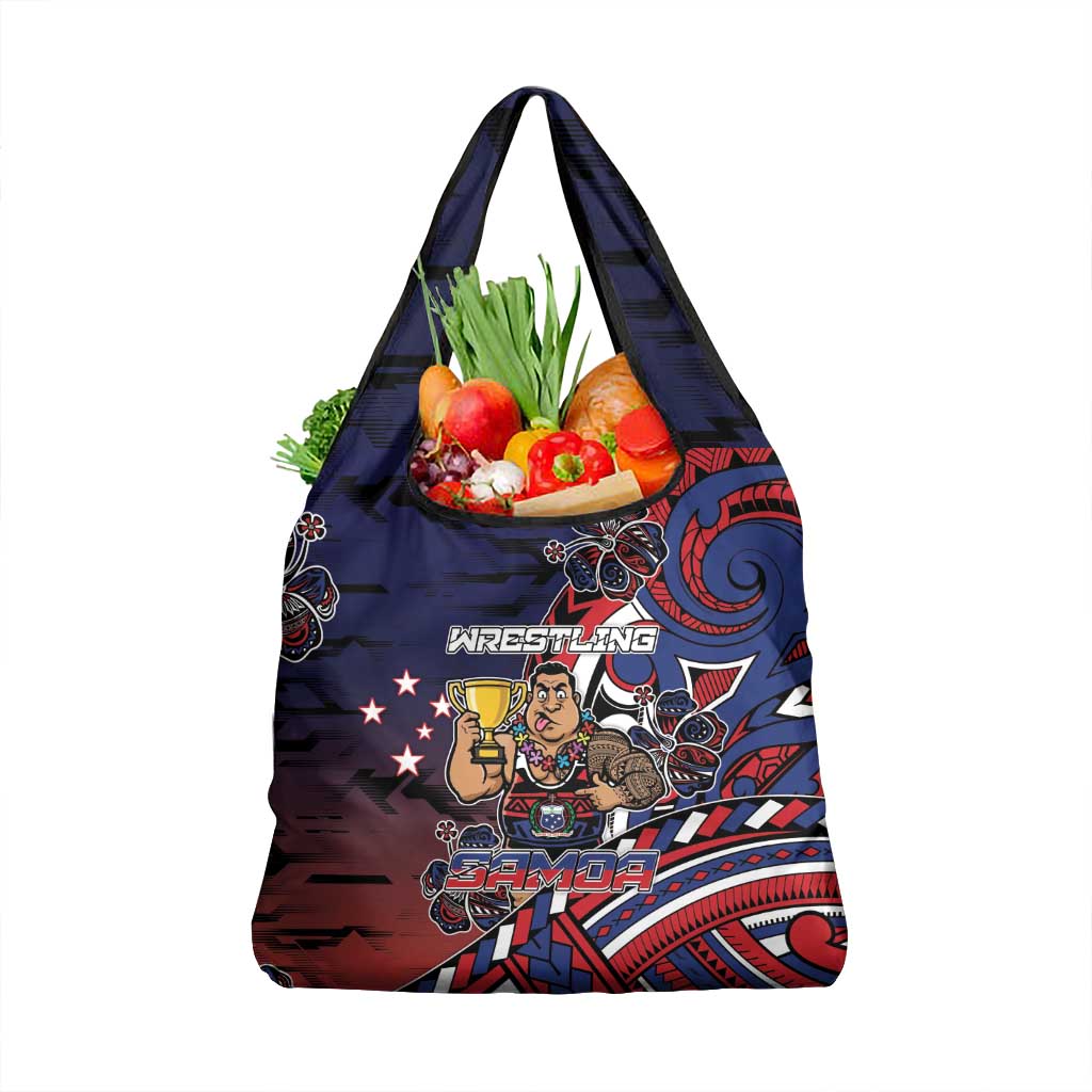 Samoa Wrestling Grocery Bag Polynesian Warrior Funny Style - Polynesian Pride