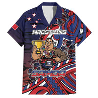 Personalised Samoa Wrestling Hawaiian Shirt Polynesian Warrior Funny Style DT05 Navy - Polynesian Pride