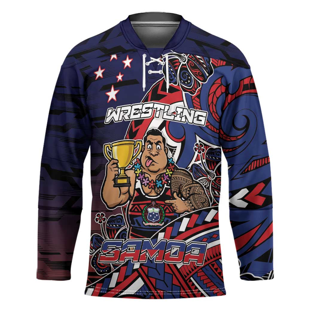 Personalised Samoa Wrestling Hockey Jersey Polynesian Warrior Funny Style - Polynesian Pride
