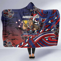 Samoa Wrestling Hooded Blanket Polynesian Warrior Funny Style DT05 One Size Navy - Polynesian Pride