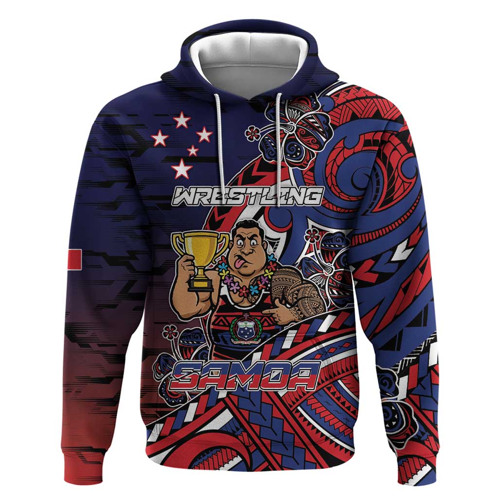 Personalised Samoa Wrestling Hoodie Polynesian Warrior Funny Style DT05 Pullover Hoodie Navy - Polynesian Pride