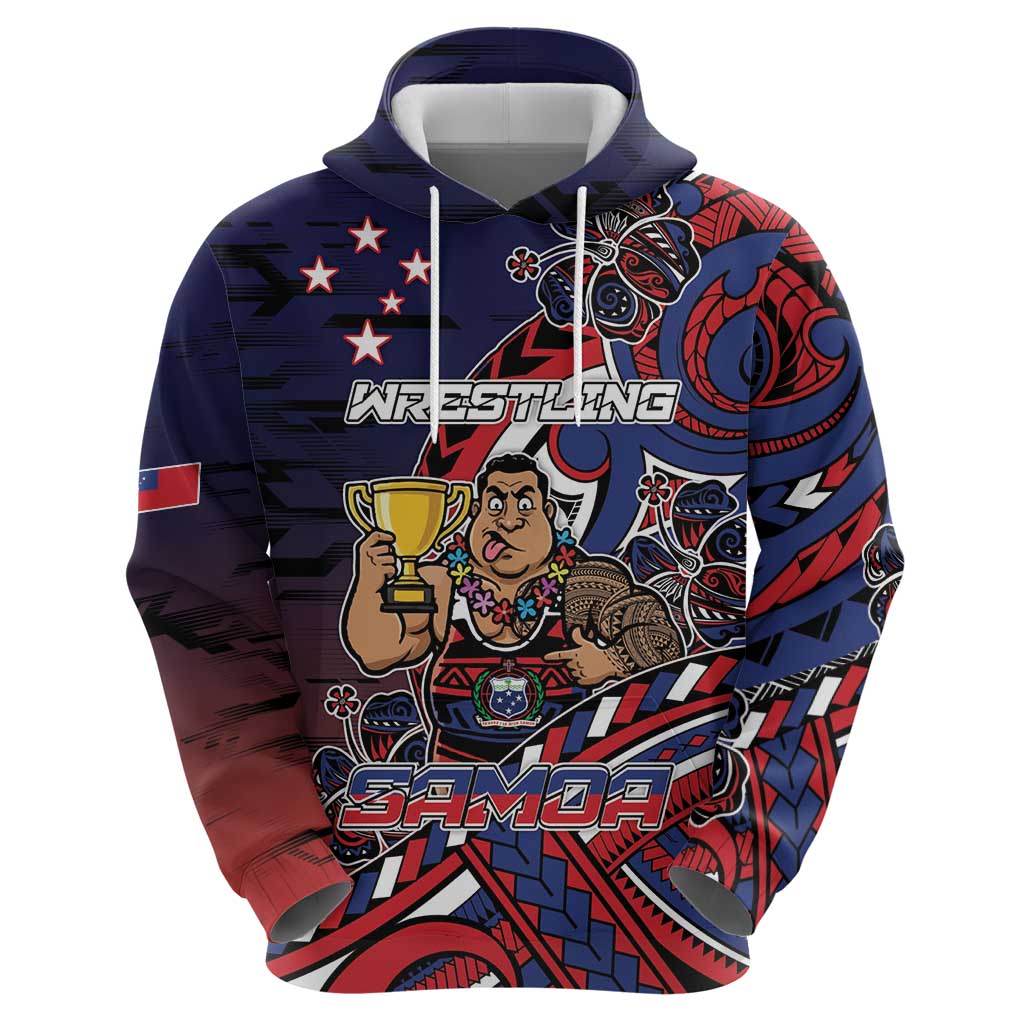 Personalised Samoa Wrestling Hoodie Polynesian Warrior Funny Style DT05 - Polynesian Pride