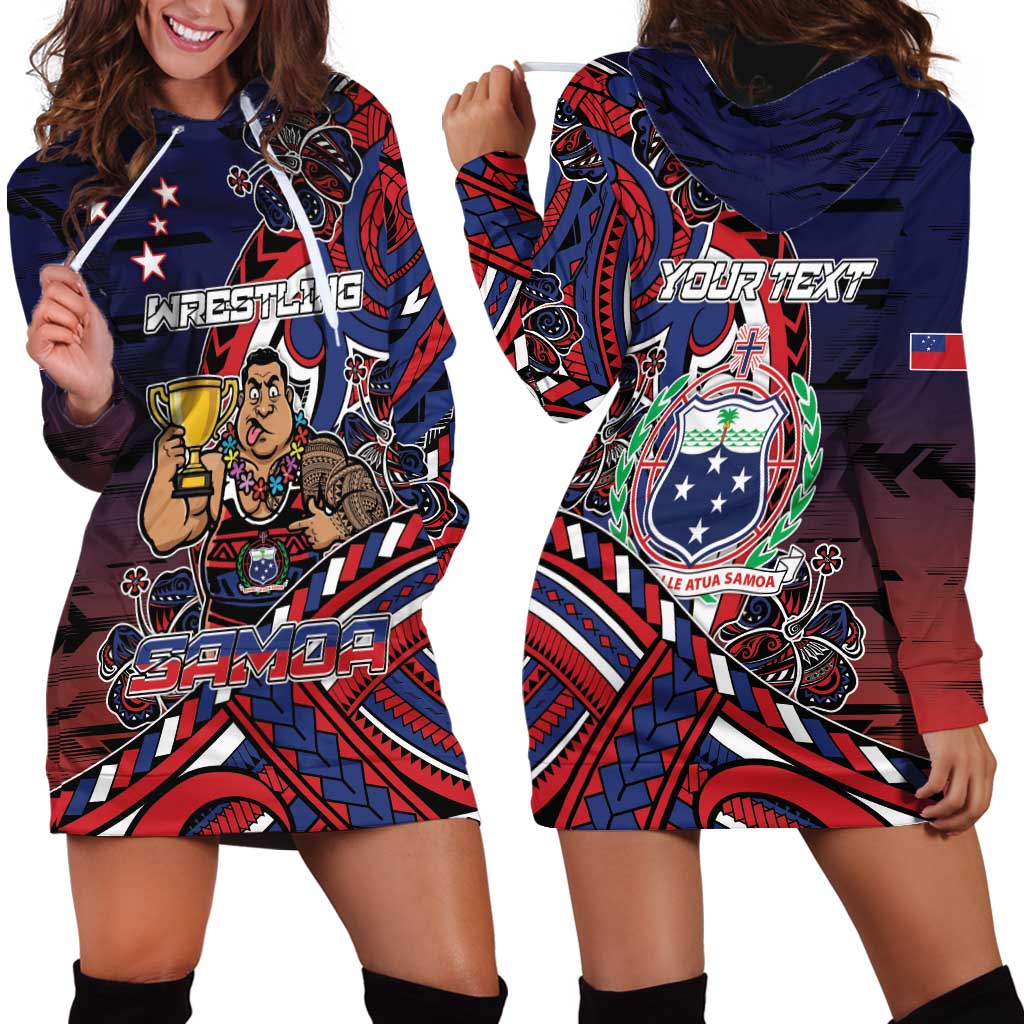 Personalised Samoa Wrestling Hoodie Dress Polynesian Warrior Funny Style DT05 - Polynesian Pride