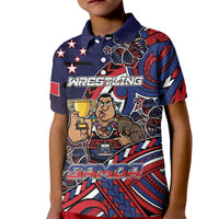 Personalised Samoa Wrestling Kid Polo Shirt Polynesian Warrior Funny Style DT05 Kid Navy - Polynesian Pride
