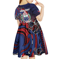 Personalised Samoa Wrestling Kid Short Sleeve Dress Polynesian Warrior Funny Style DT05 - Polynesian Pride