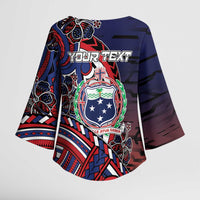 Personalised Samoa Wrestling Kimono Sleeve Blouse Polynesian Warrior Funny Style DT05 - Polynesian Pride