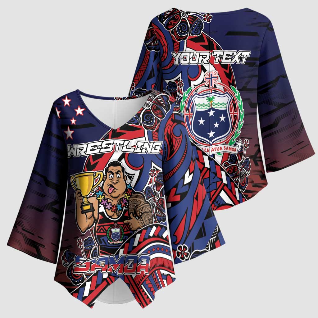 Personalised Samoa Wrestling Kimono Sleeve Blouse Polynesian Warrior Funny Style DT05 - Polynesian Pride
