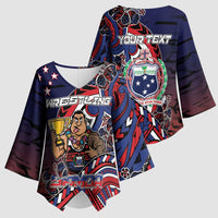Personalised Samoa Wrestling Kimono Sleeve Blouse Polynesian Warrior Funny Style DT05 - Polynesian Pride
