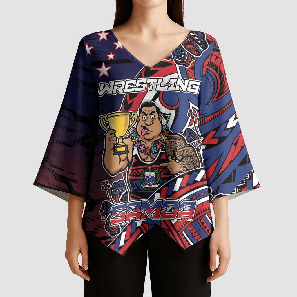 Personalised Samoa Wrestling Kimono Sleeve Blouse Polynesian Warrior Funny Style DT05 - Polynesian Pride