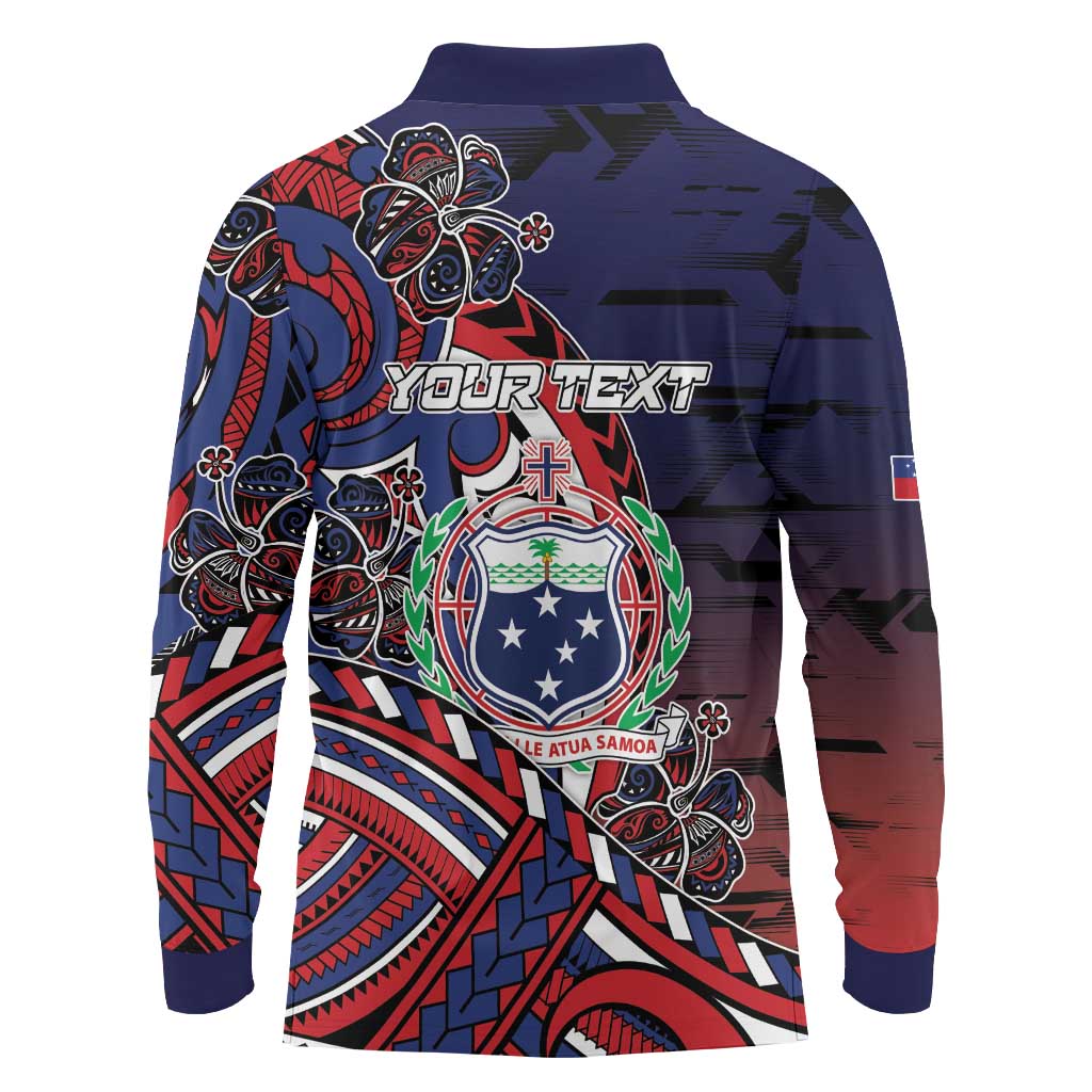 Personalised Samoa Wrestling Long Sleeve Polo Shirt Polynesian Warrior Funny Style DT05 - Polynesian Pride