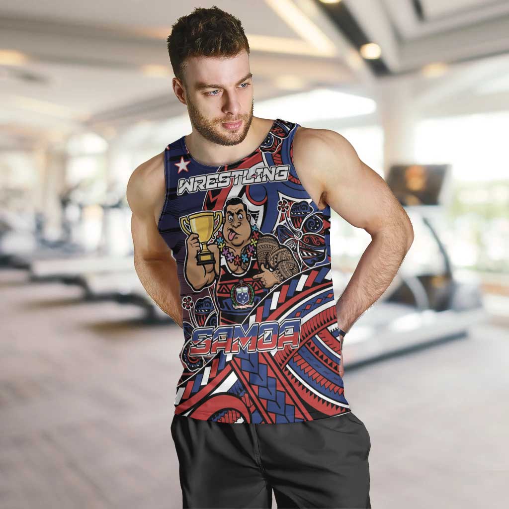 Personalised Samoa Wrestling Men Tank Top Polynesian Warrior Funny Style - Polynesian Pride