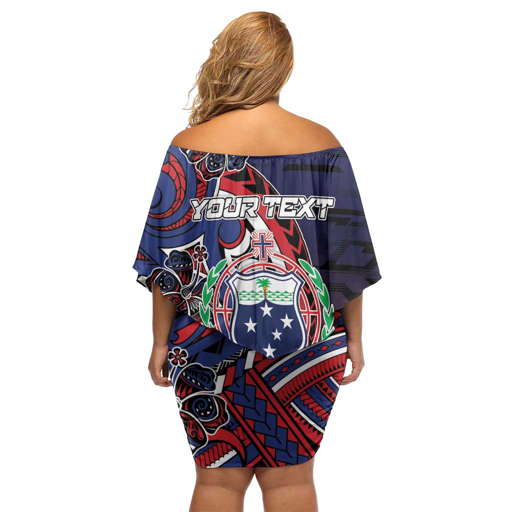Personalised Samoa Wrestling Off Shoulder Short Dress Polynesian Warrior Funny Style DT05 - Polynesian Pride