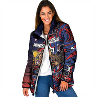 Personalised Samoa Wrestling Padded Jacket Polynesian Warrior Funny Style DT05 Women Navy - Polynesian Pride