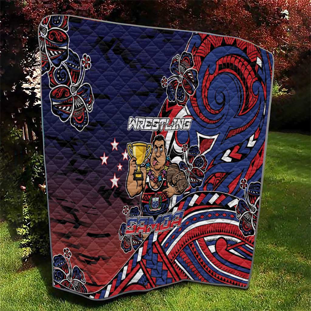 Samoa Wrestling Quilt Polynesian Warrior Funny Style - Polynesian Pride