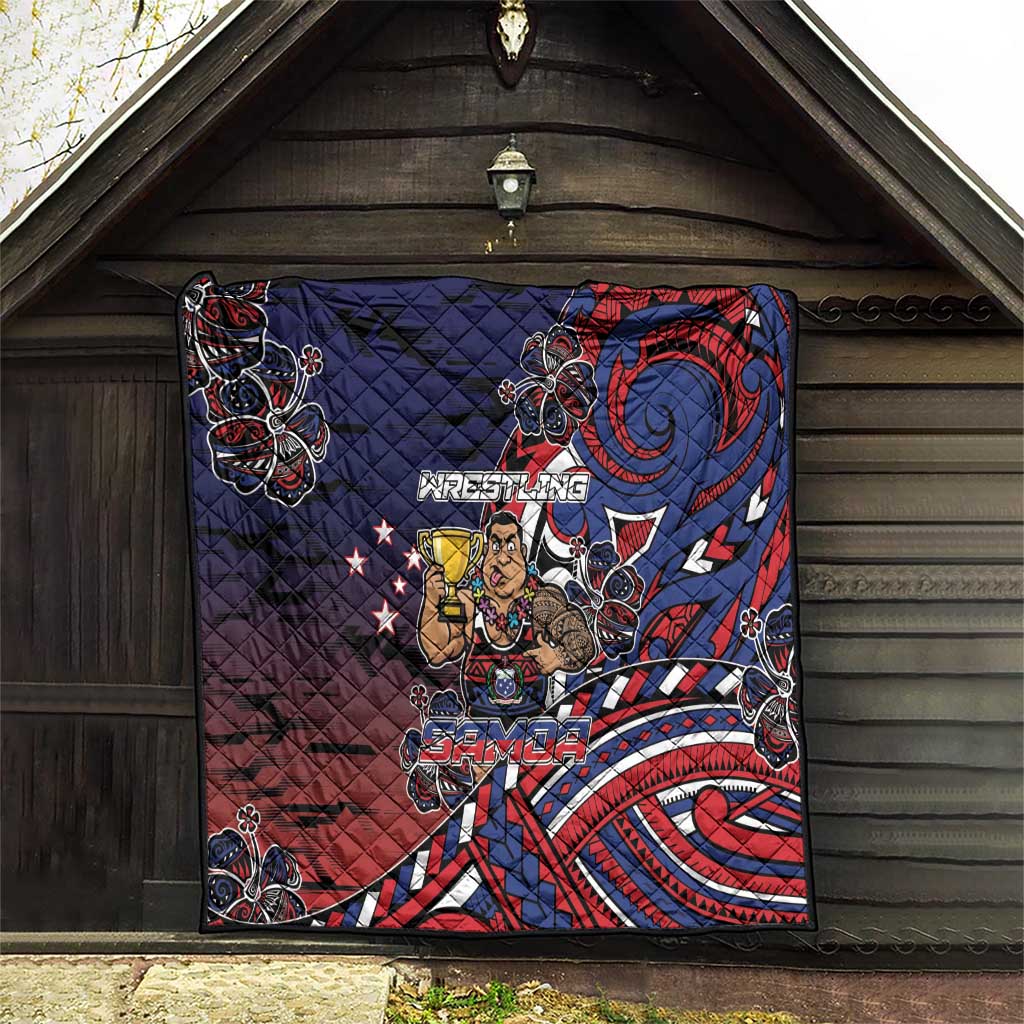 Samoa Wrestling Quilt Polynesian Warrior Funny Style - Polynesian Pride