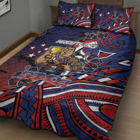 Samoa Wrestling Quilt Bed Set Polynesian Warrior Funny Style - Polynesian Pride