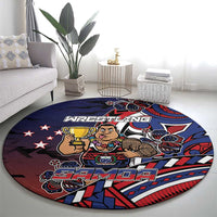 Samoa Wrestling Round Carpet Polynesian Warrior Funny Style - Polynesian Pride
