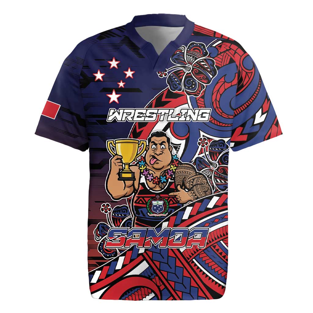 Personalised Samoa Wrestling Rugby Jersey Polynesian Warrior Funny Style - Polynesian Pride