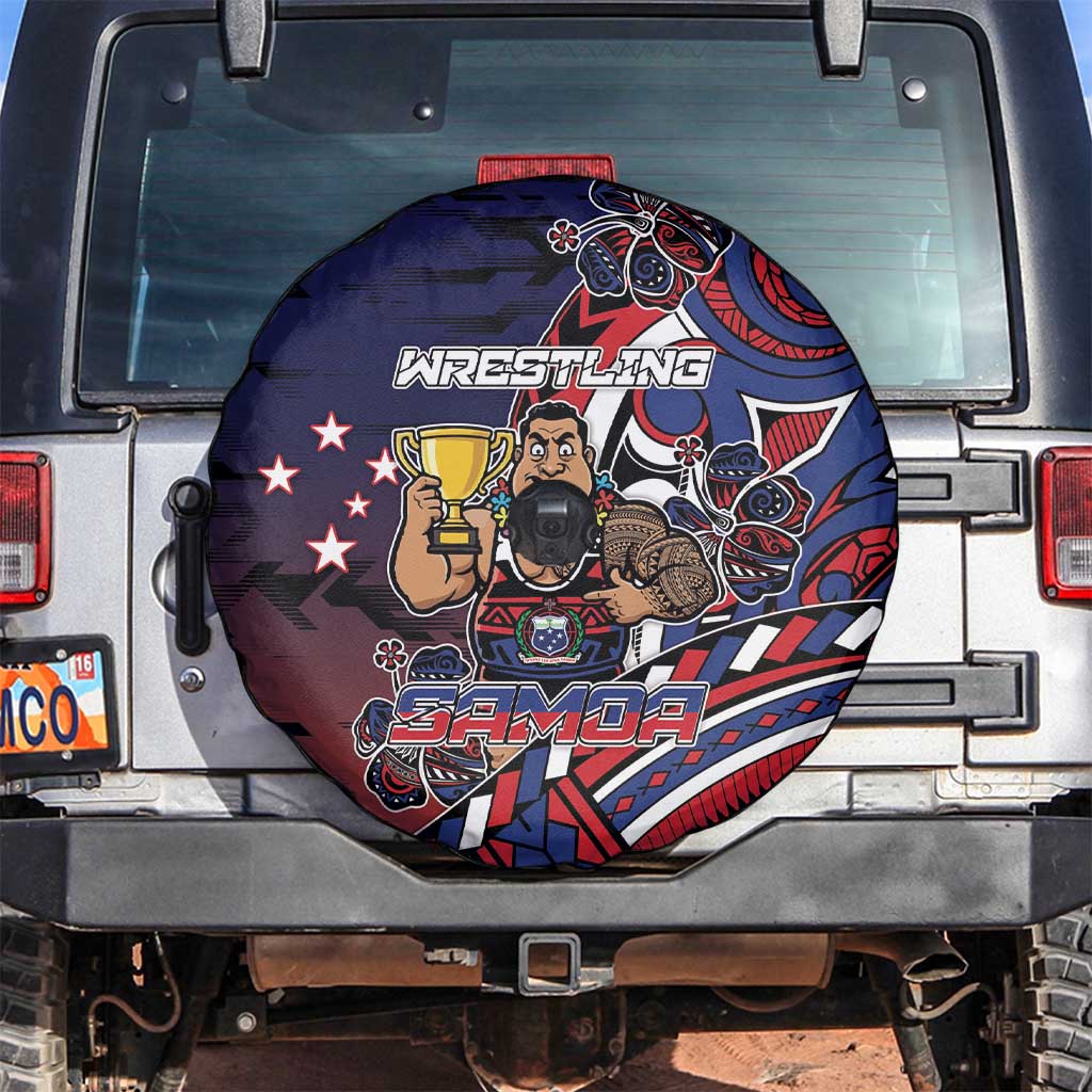Samoa Wrestling Spare Tire Cover Polynesian Warrior Funny Style - Polynesian Pride