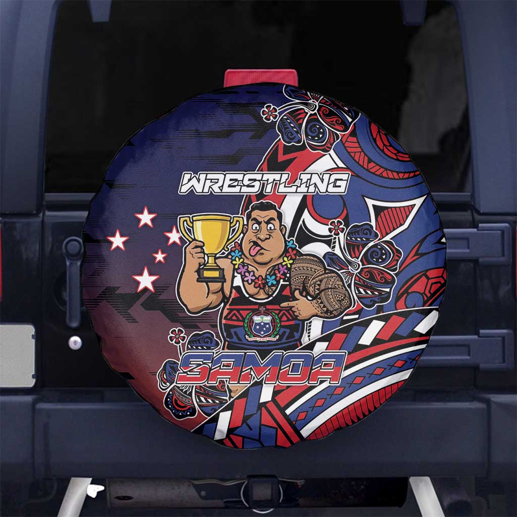 Samoa Wrestling Spare Tire Cover Polynesian Warrior Funny Style - Polynesian Pride