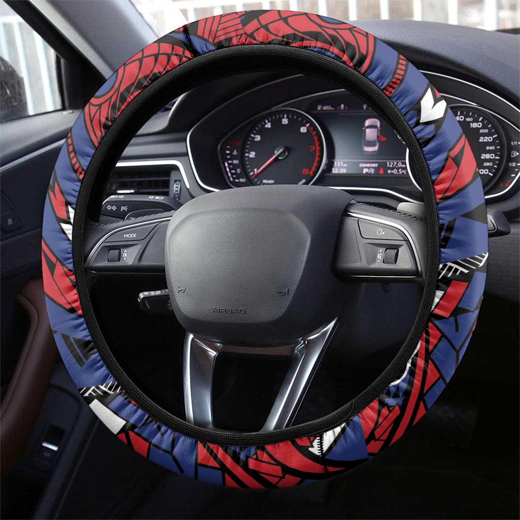 Samoa Wrestling Steering Wheel Cover Polynesian Warrior Funny Style DT05 - Polynesian Pride
