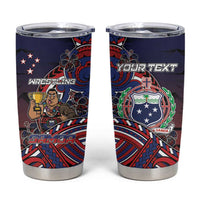 Personalised Samoa Wrestling Tumbler Cup Polynesian Warrior Funny Style DT05 Navy - Polynesian Pride