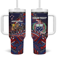 Personalised Samoa Wrestling Tumbler With Handle Polynesian Warrior Funny Style - Polynesian Pride