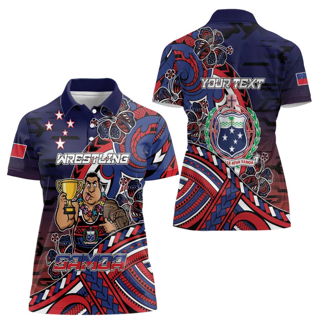 Personalised Samoa Wrestling Women Polo Shirt Polynesian Warrior Funny Style DT05 - Polynesian Pride