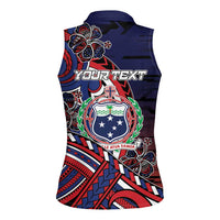 Personalised Samoa Wrestling Women Sleeveless Polo Shirt Polynesian Warrior Funny Style DT05 - Polynesian Pride