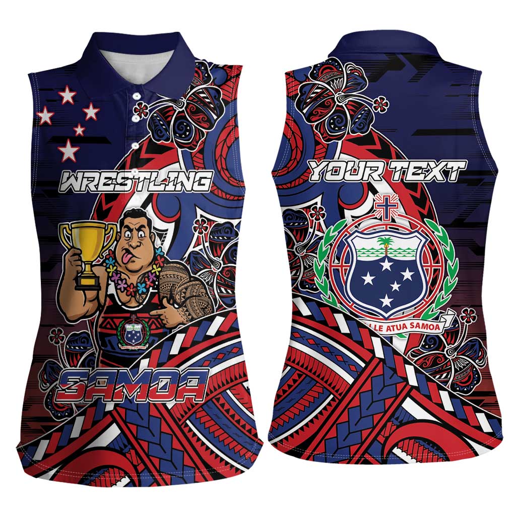 Personalised Samoa Wrestling Women Sleeveless Polo Shirt Polynesian Warrior Funny Style DT05 - Polynesian Pride