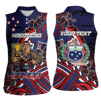 Personalised Samoa Wrestling Women Sleeveless Polo Shirt Polynesian Warrior Funny Style DT05 - Polynesian Pride