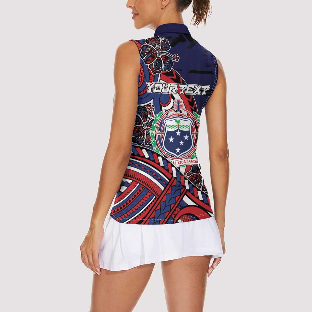 Personalised Samoa Wrestling Women Sleeveless Polo Shirt Polynesian Warrior Funny Style DT05 - Polynesian Pride