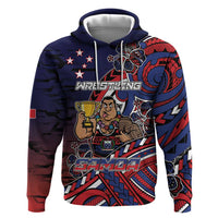 Personalised Samoa Wrestling Zip Hoodie Polynesian Warrior Funny Style DT05 Pullover Hoodie Navy - Polynesian Pride