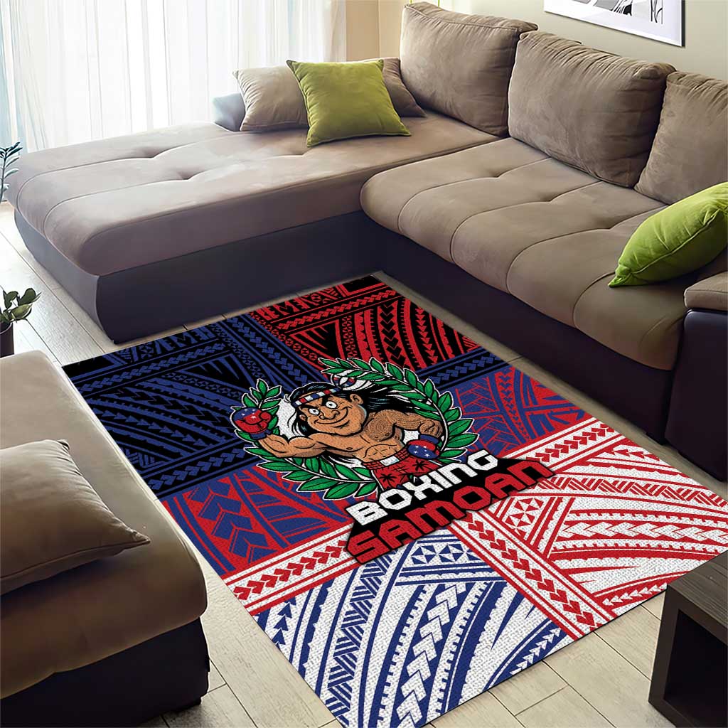 Samoa Boxing Area Rug Samoan Boxer Funny Style - Polynesian Pride