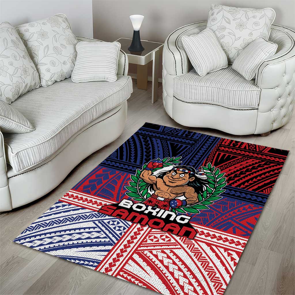 Samoa Boxing Area Rug Samoan Boxer Funny Style - Polynesian Pride