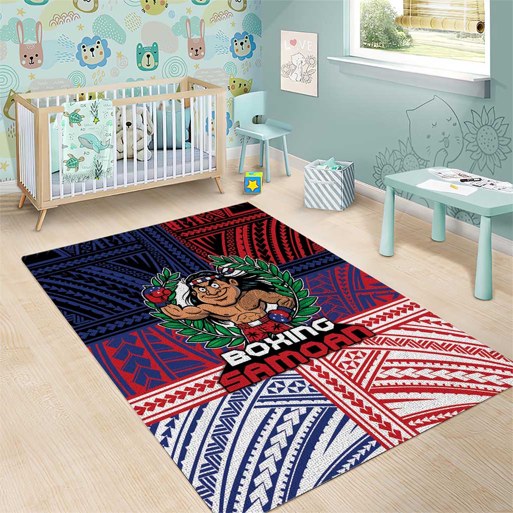 Samoa Boxing Area Rug Samoan Boxer Funny Style - Polynesian Pride