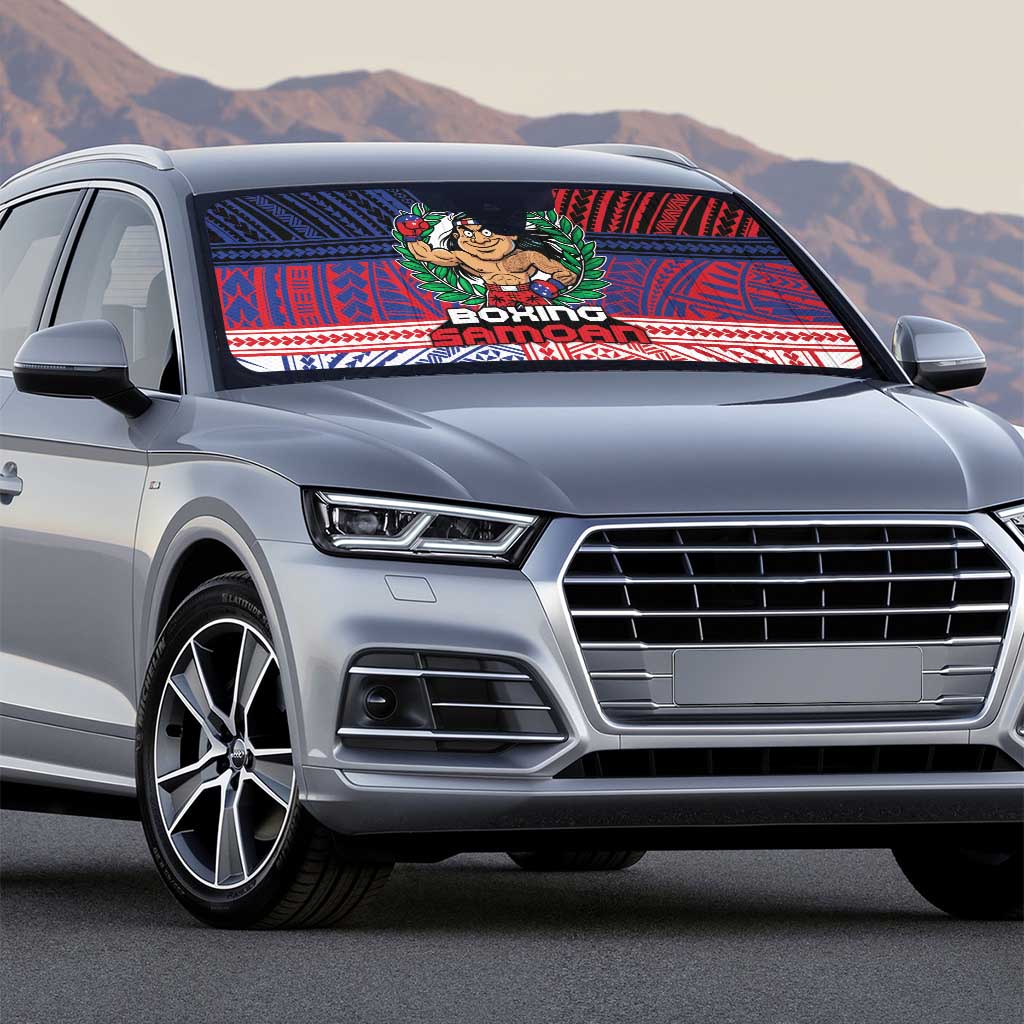 Samoa Boxing Auto Sun Shade Samoan Boxer Funny Style - Polynesian Pride