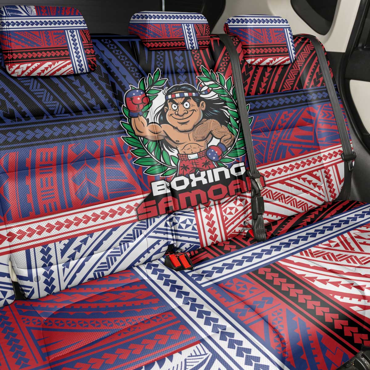 Samoa Boxing Back Car Seat Cover Samoan Boxer Funny Style - Polynesian Pride